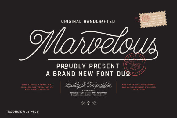 Marvelous Font Duo: A Handwritten Typeface for Handmade Product Design